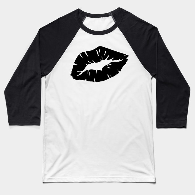 Beautiful Black Lipstick Kiss Isolated Baseball T-Shirt by taiche